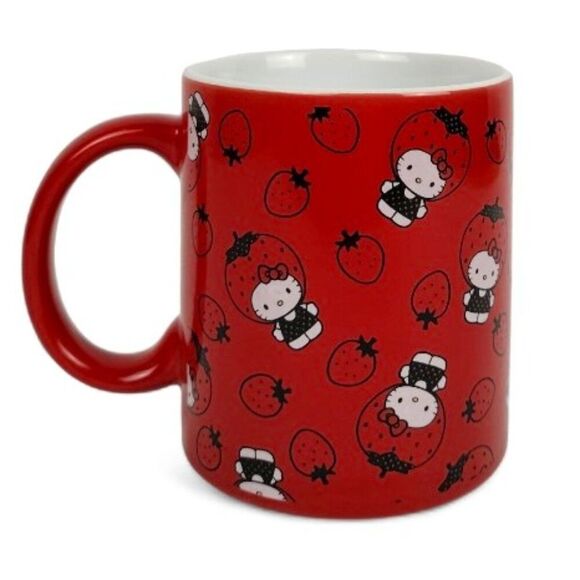 Sanrio Hello Kitty I Love Strawberries 18 oz. Large Ceramic Tea Coffee Mug - Picture 2 of 8